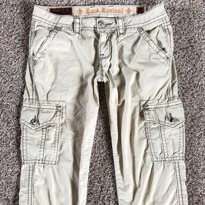 Rock revival khaki Capri cropped pants 28 cream